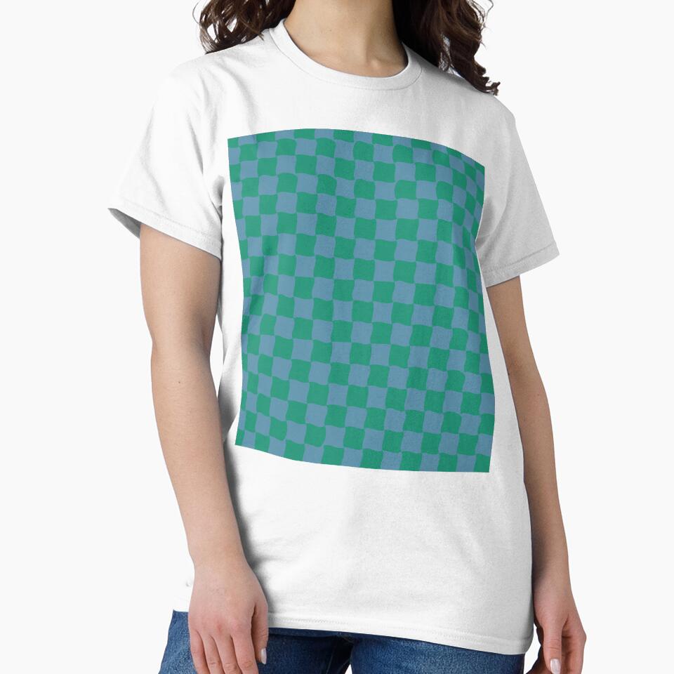 aqua and  pastel blue checkered pattern by B-outfiters