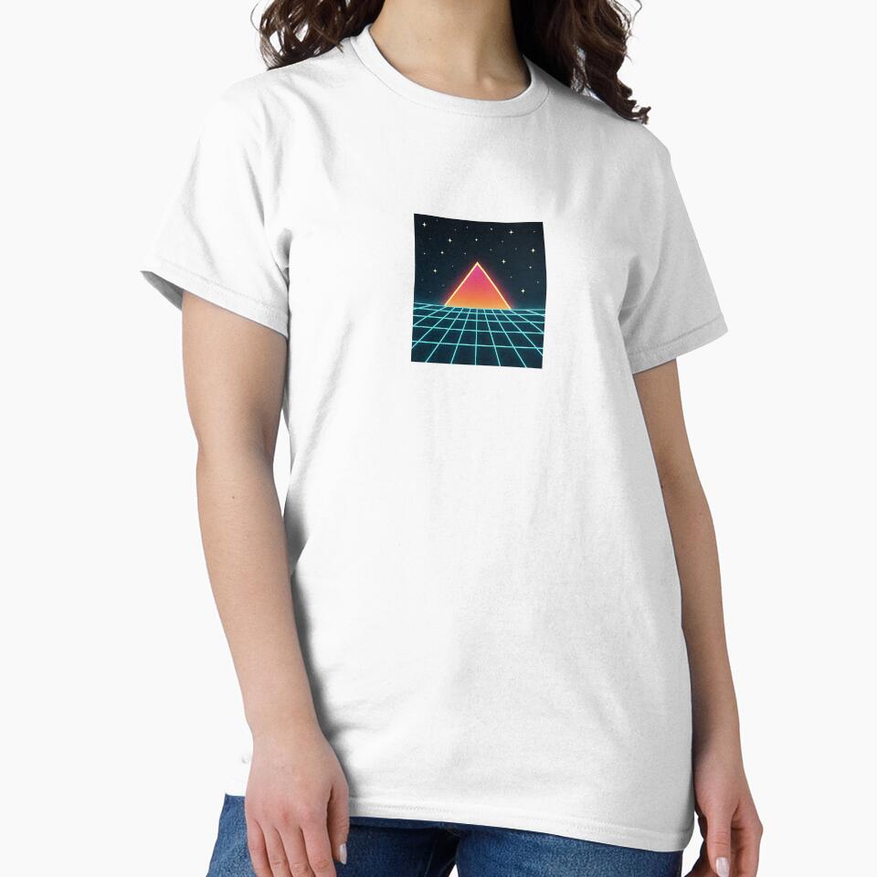 Neon Pyramid Retro Futuristic Grid by Le Grand Requin