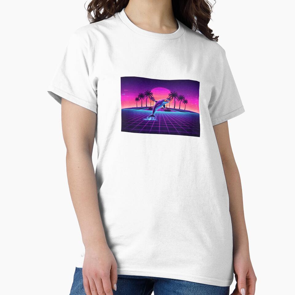 Retro Synthwave Dolphin Sunset - 80s Neon Aesthetic by DolphinWave