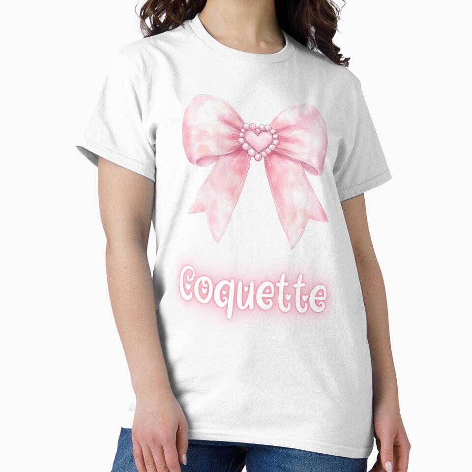 Cute Pink Coquette Bow With Heart and Pearls by ChibiNekoSpace