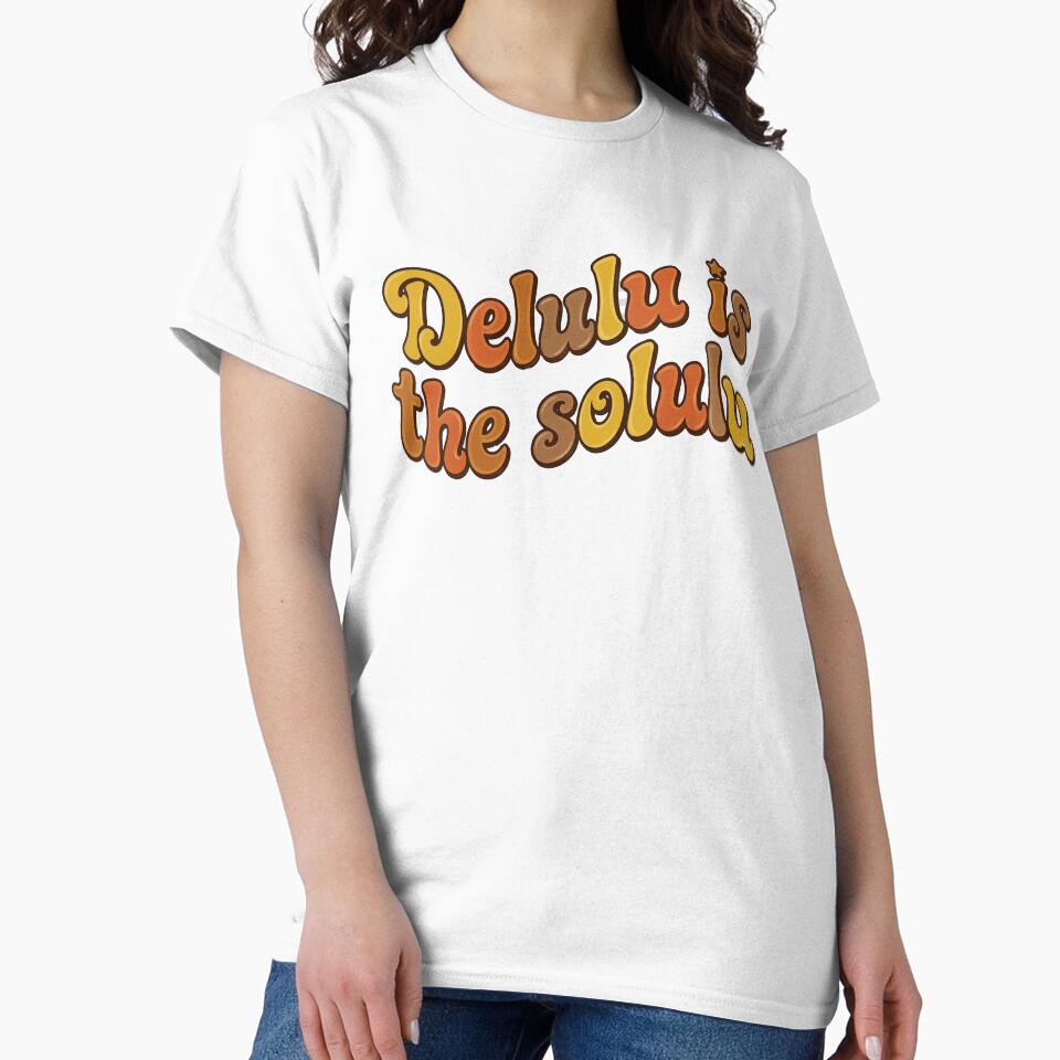 Groovy "Delulu Is The Solulu" Retro 70s Aesthetic Quote by Tokraz-art