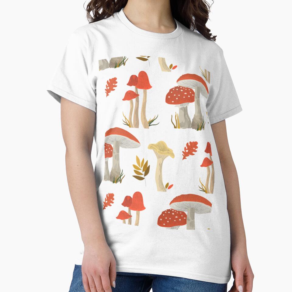 Autumn Forest Mushroom Seamless Pattern Dark Botanical Cottagecore Woodland Art by DERA RAY