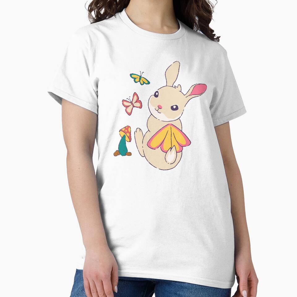 Kawaii Cottage Core Rabbit and mushroom - Fairycore by Paperfly Studio
