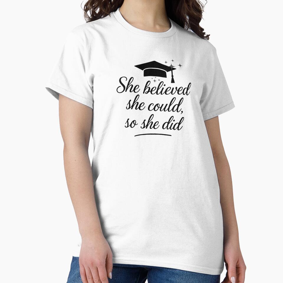 She Believed She Could So She Did Quote with Black Graduation Hat & Stars II by JeweledDesigns
