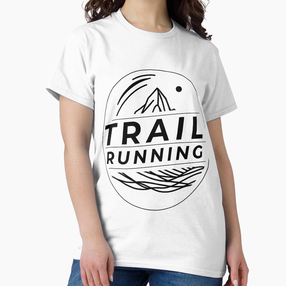 Trail running mountain minimalist line art badge by OutdoorMemories