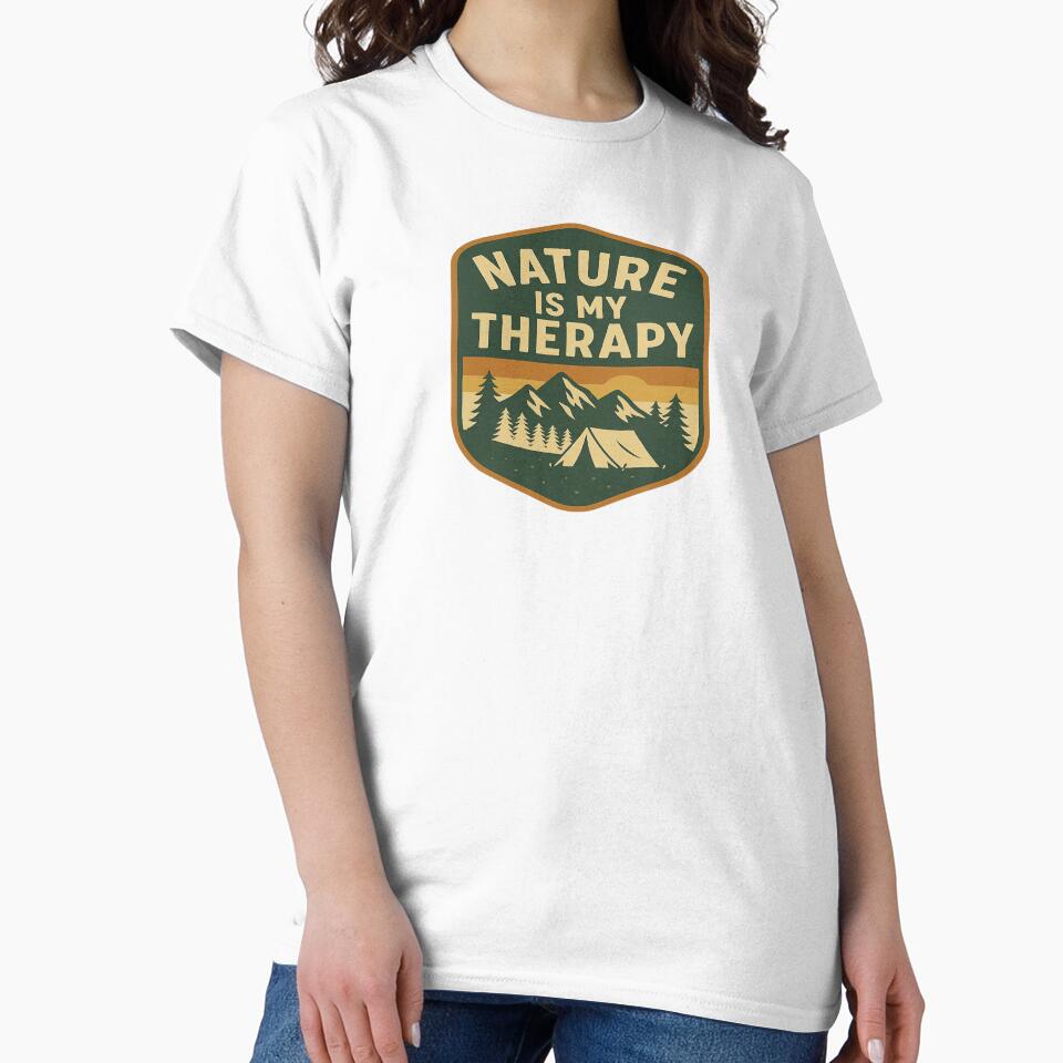 Nature Is My Therapy – Retro Outdoor Camping Shirt by Free Soul Designs