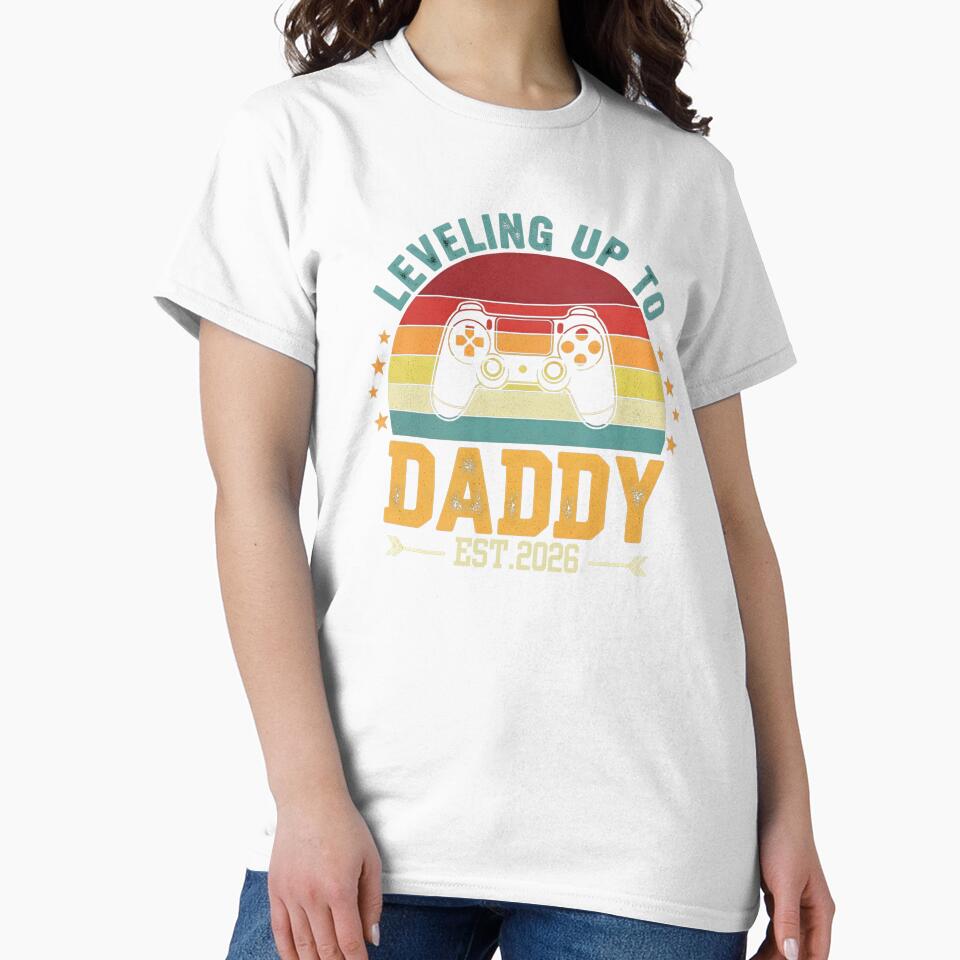 Copy of Leveling Up To Daddy Est. 2026 Gamer Father Announcement Retro Gift by byJamaldesign