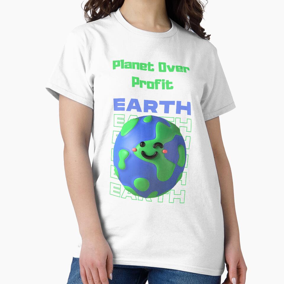 Planet Over Profit Eco T-Shirt – Ethical Sustainability Activism Apparel by ChameraDesign
