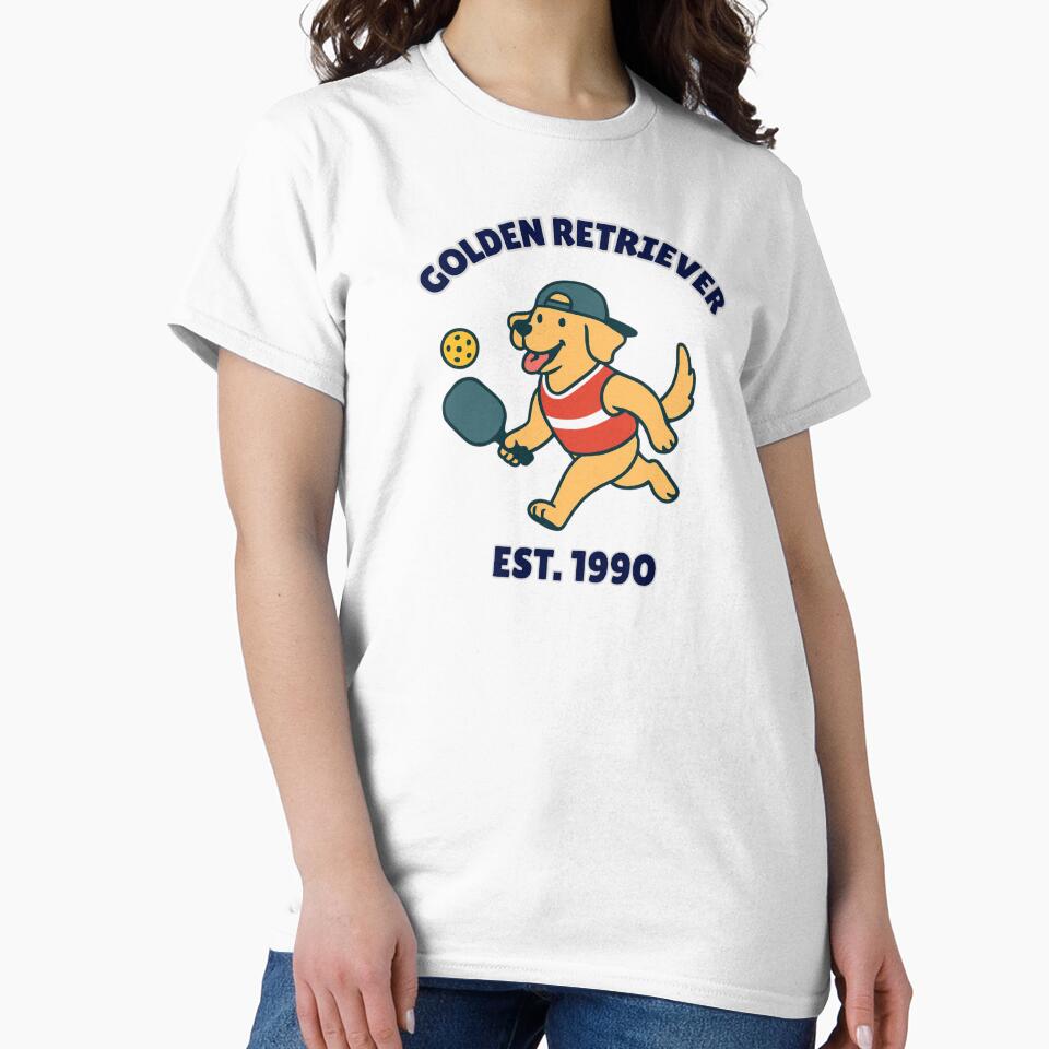 Funny Golden Retriever Pickleball Player Retro Athletic Style - Est 1990 by "Positive Vibes & Daily Lifestyle"