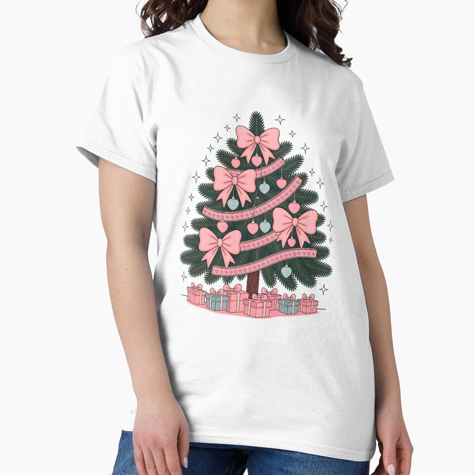 Coquette Christmas Tree with Pink Bows – Cute Girly Aesthetic Holiday Design by Muzgle