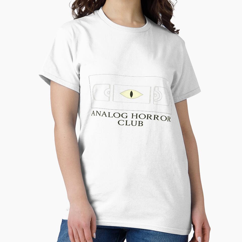 Analog Horror Club VHS Eye Retro Media Horror Aesthetic by POD DYNASTY | Original Print On Demand T-Shirt Graphics
