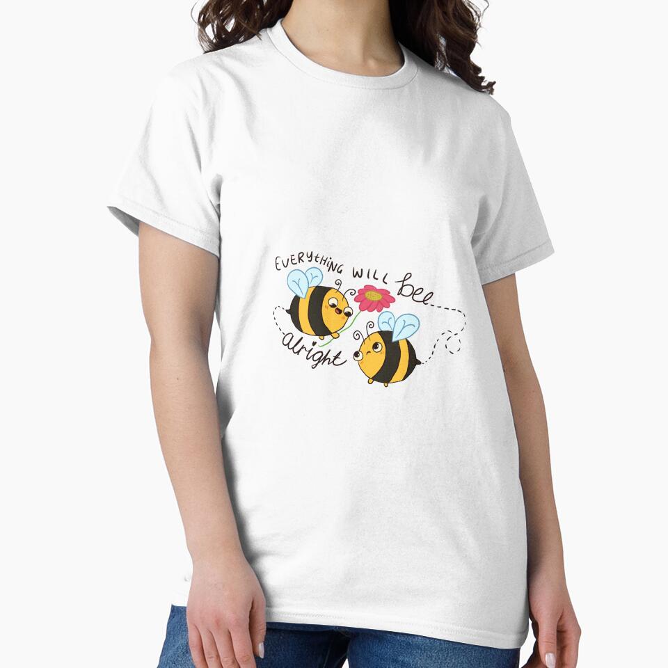 Everything will bee alright - Cute Encouraging Bees by Alicia.Makes.Art