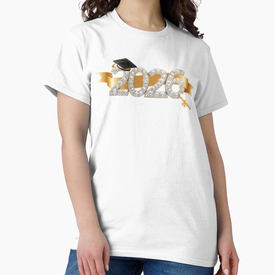 Graduate 2026 with Diamonds, Black Graduation Hat & Gold Ribbon by JeweledDesigns