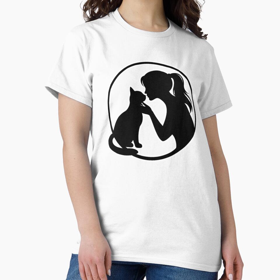 Girl and Cat Silhouette Circle by Epileptic Al's Shop