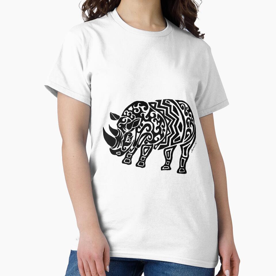 Black Rhinoceros - Tribal Design by KitayamaDesigns