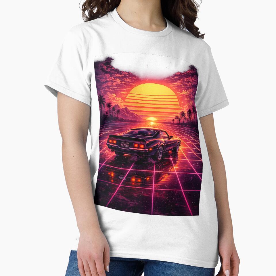 Neon Sunset Muscle Car Drive by Blue-Eagle-Fashion