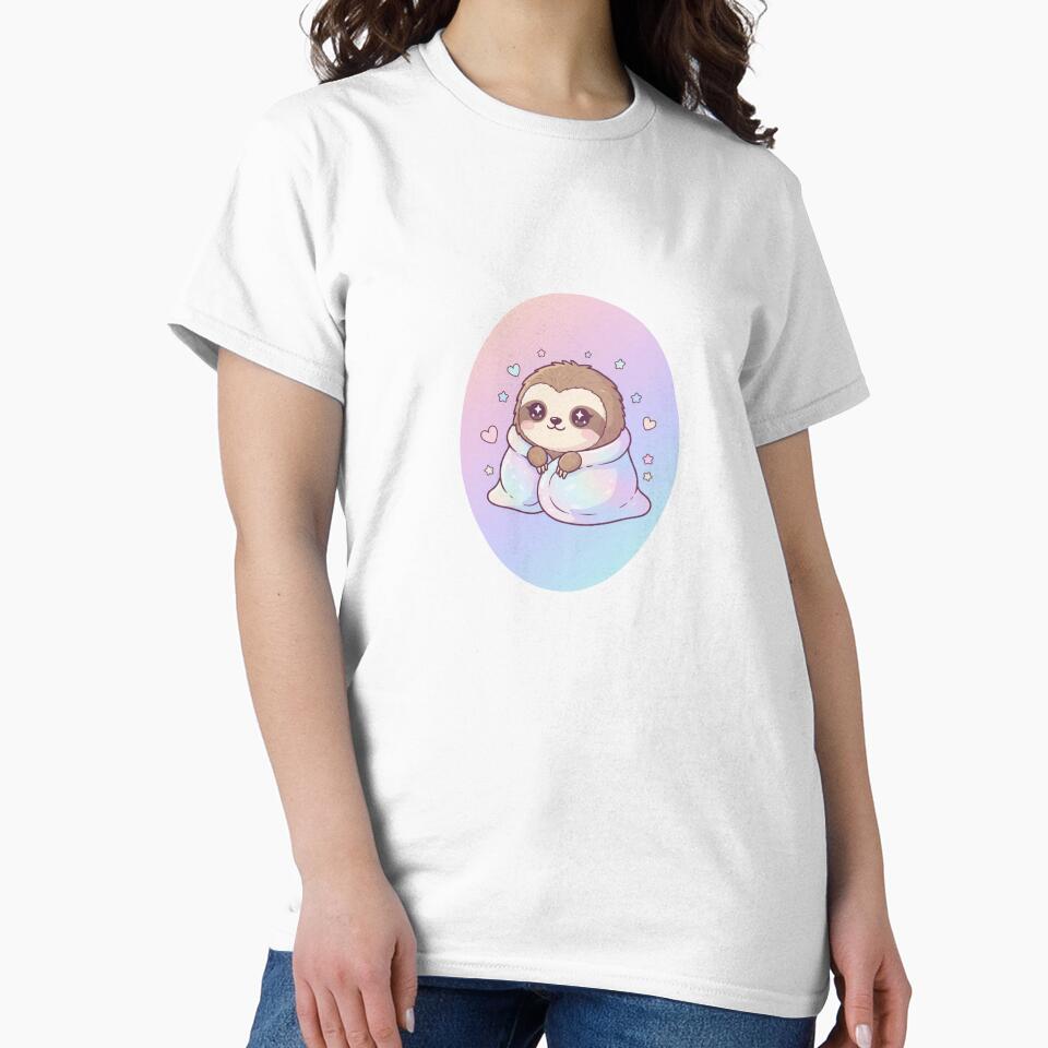 Cute Kawaii Sloth in Blanket Cartoon Illustration – Adorable Lazy Animal Art by LavinyArt