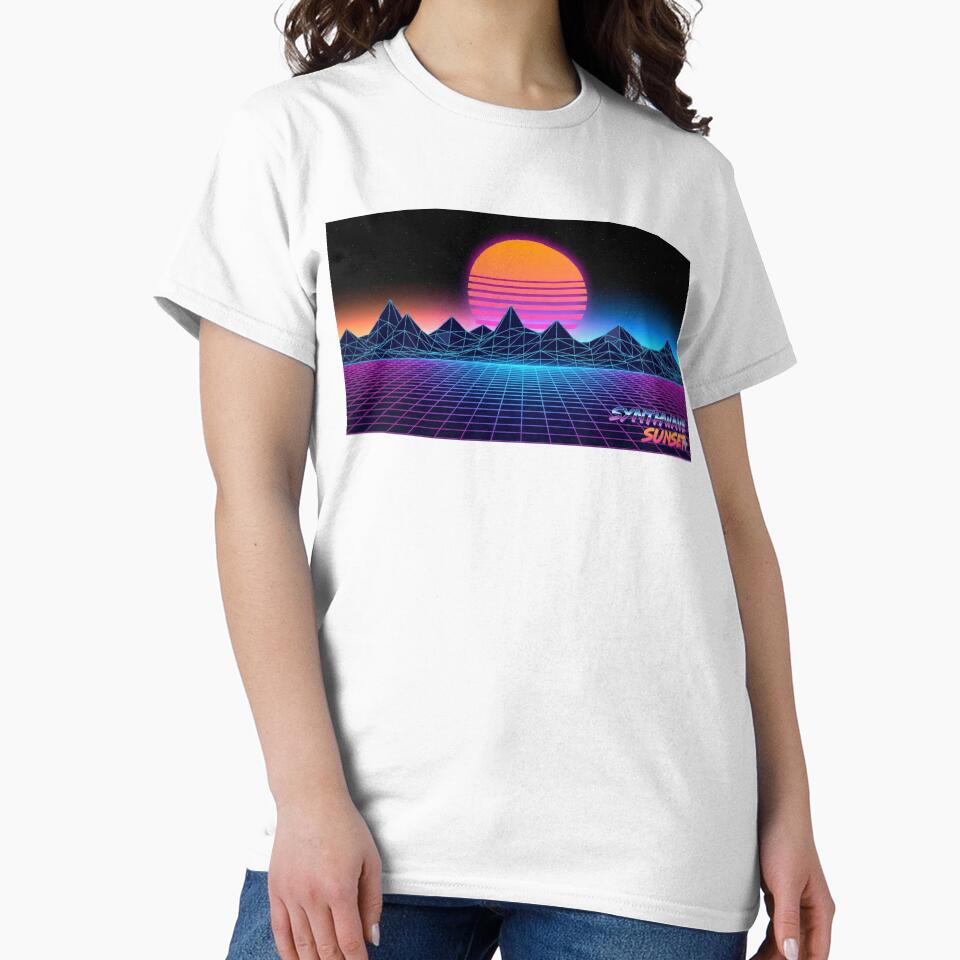 Retro 80s Synthwave Sunset - Neon Digital Grid by Modern Digital Studio