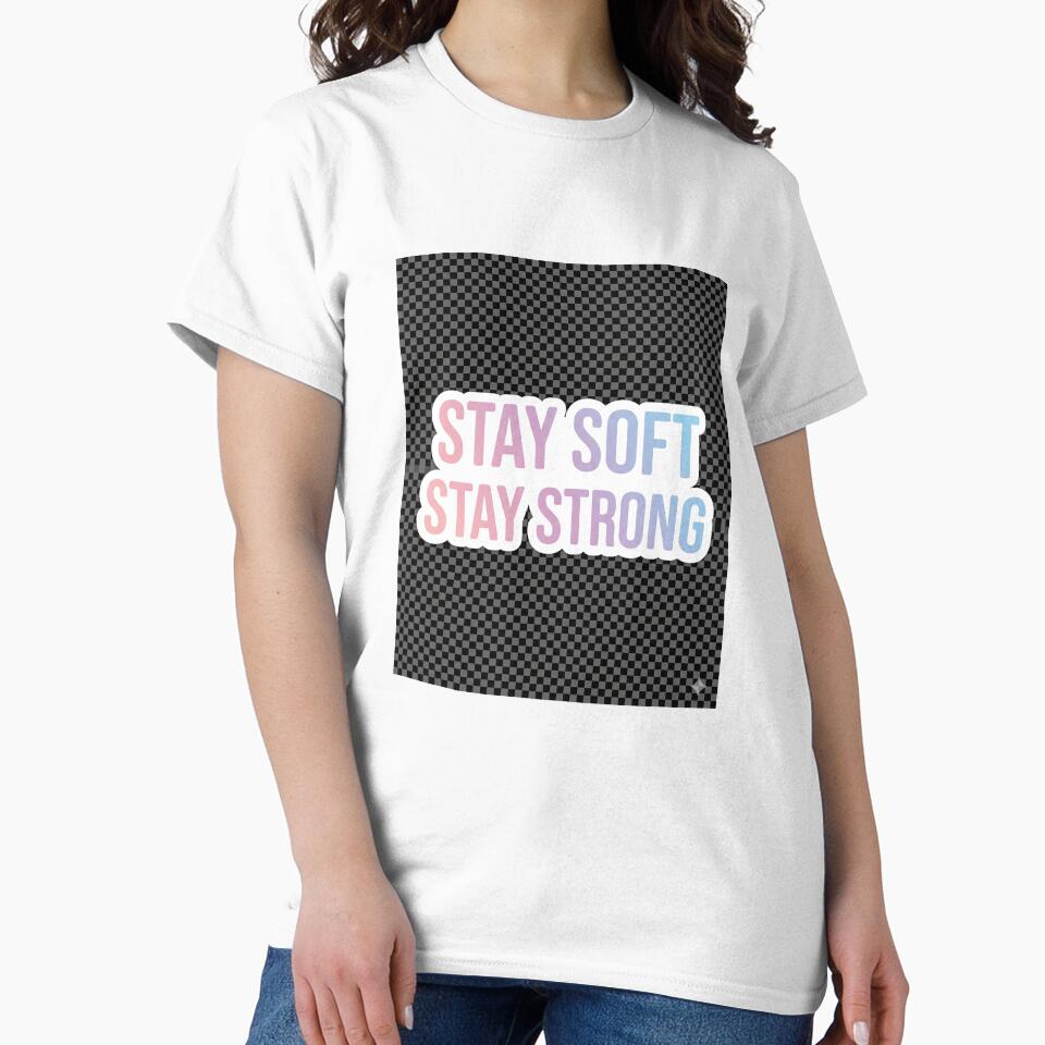 Stay Soft Stay Strong Aesthetic Pastel Typography Sticker by R & K Fashions