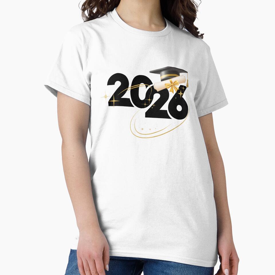 Graduate 2026 (Offset) with Black Graduation Hat & Diploma with Gold Stars by JeweledDesigns