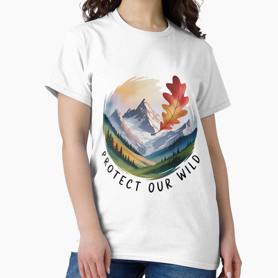 Protect Our Wild - Watercolor Mountain Landscape by Azraqcrafts