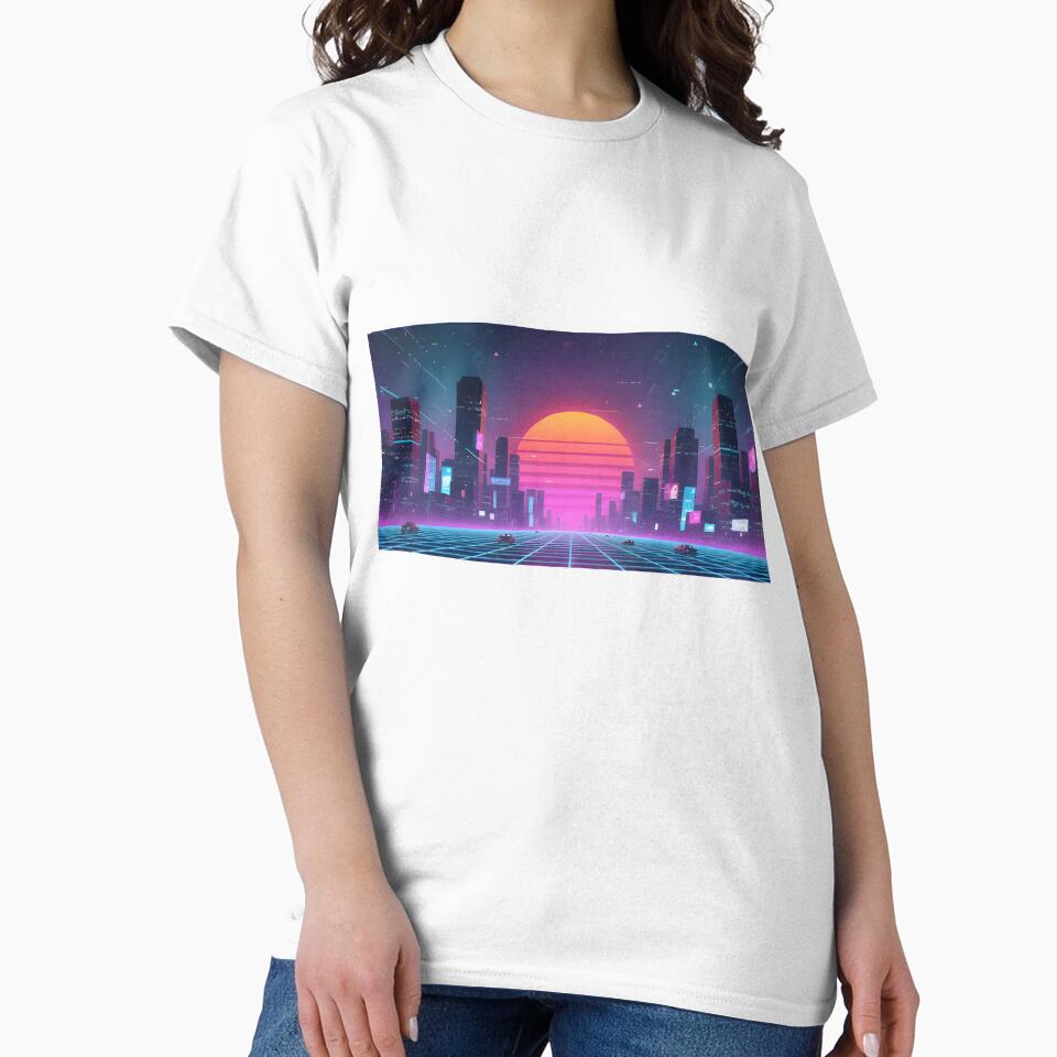 Neon Cyberpunk Cityscape Retro Sunset by ShadowArt-Sahil