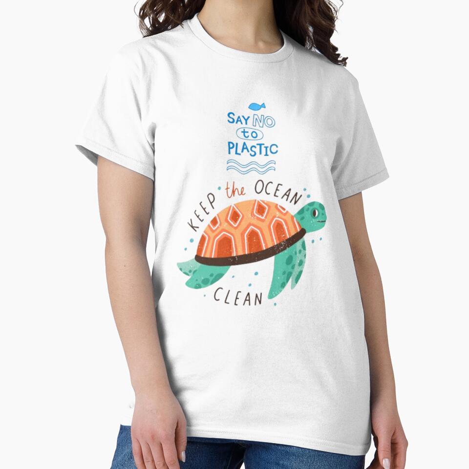 Ocean Clean ,  Cute Turtle Eco Message . by  StickAndStyle
