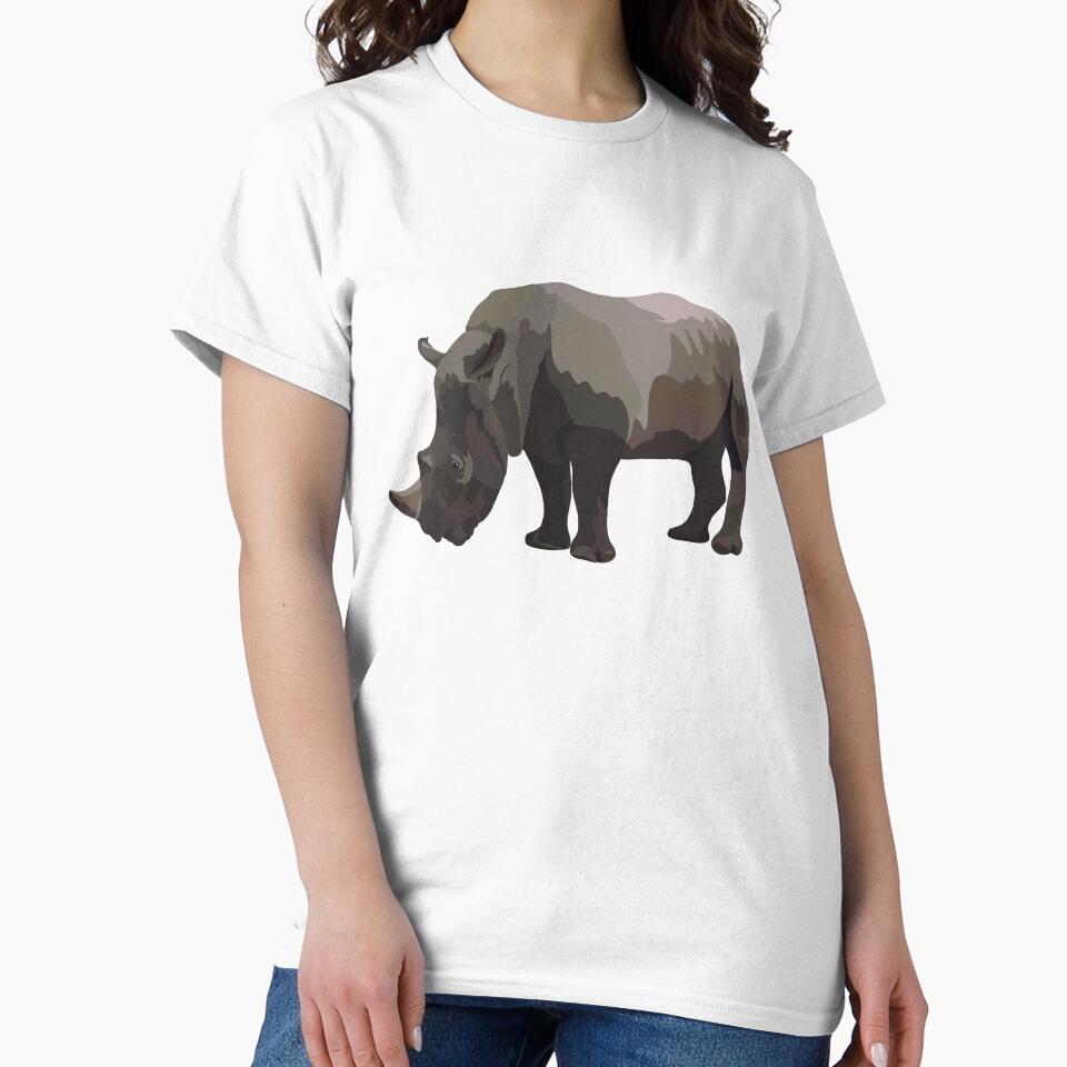 W is for White Rhino , White Rhinoceros – African Rhino Wildlife Art by PrettylittlepastelUk