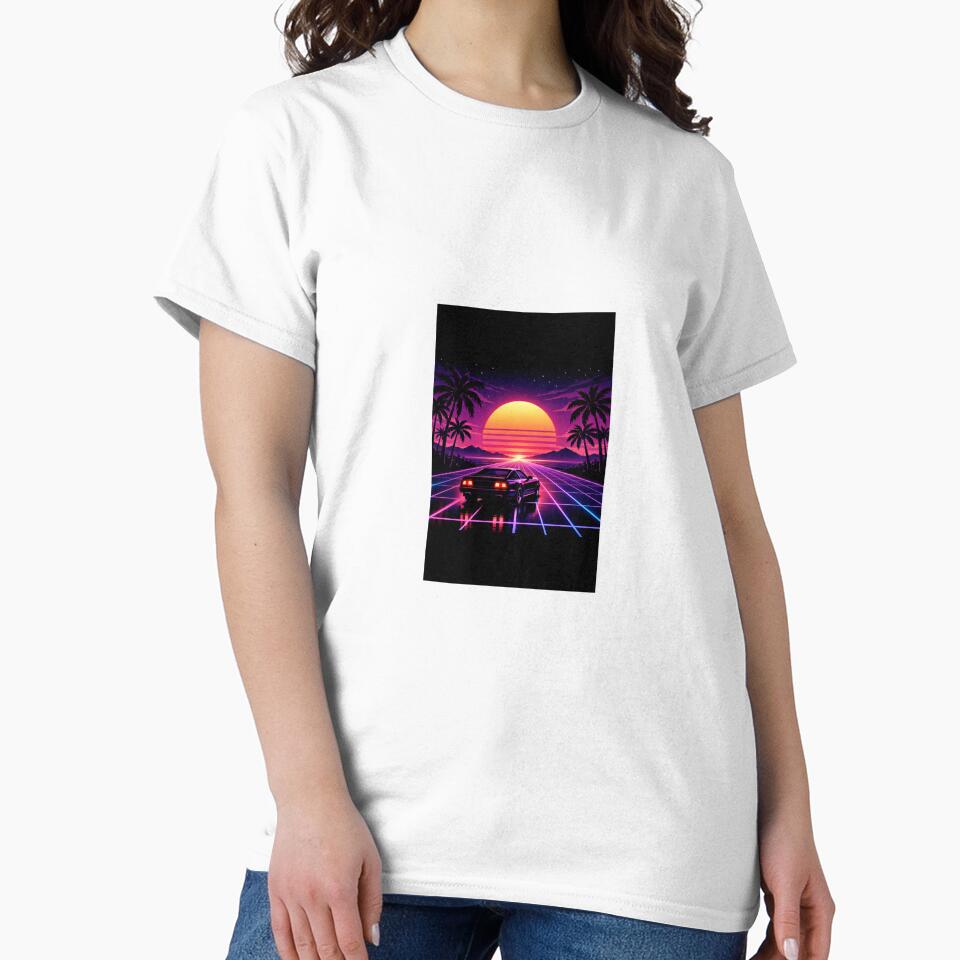 Retro Synthwave Sunset 80s - Neon Aesthetic by kairosartofficial