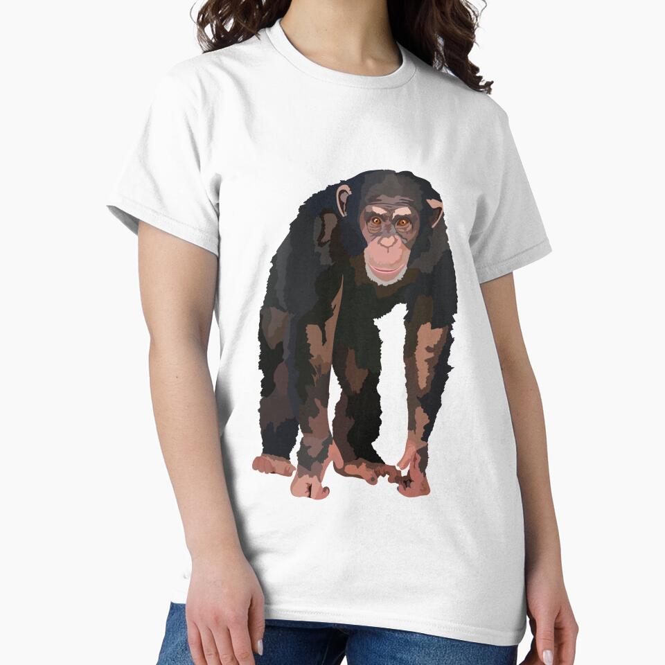 C is for Chimp,Chimpanzee Artwork – Detailed Chimp Illustration and Wildlife Design by PrettylittlepastelUk