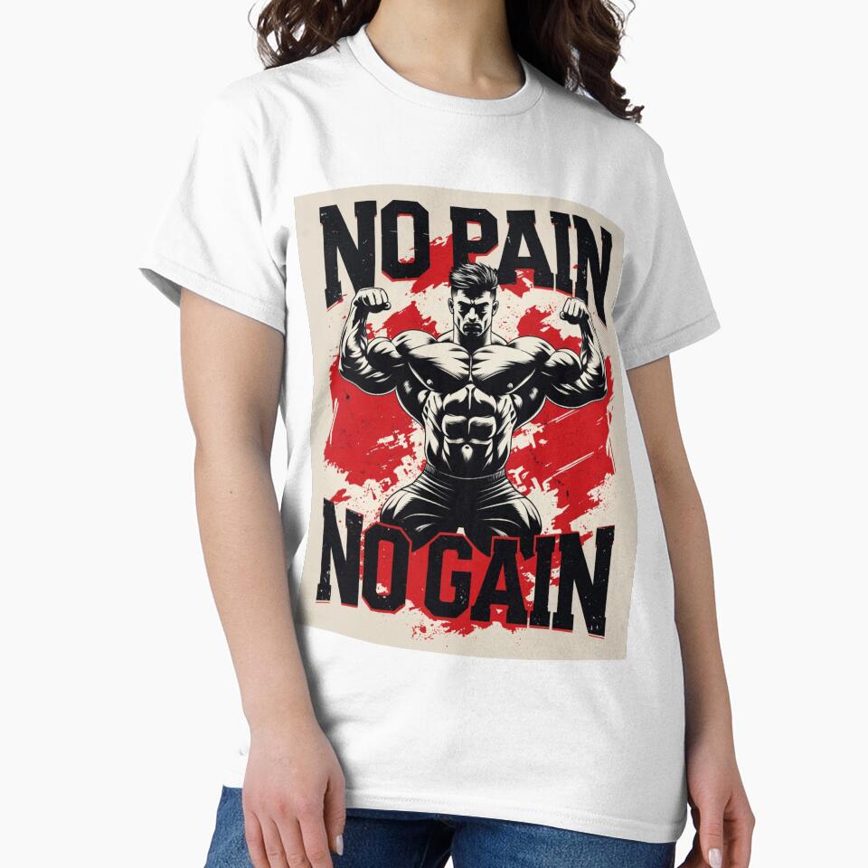 No Pain No Gain HD Sticker – Hardcore New Year Gym Motivation Lifter Design| Bodybuilder & Lifter Workout Shirt | 2026 new year resolution motivation by MillionaireGenZ ⭐⭐⭐⭐⭐ (5.0)