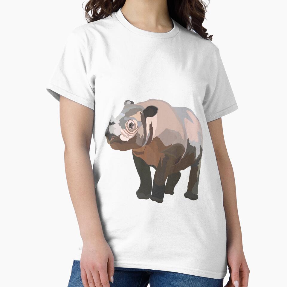 S is for Sumatran Rhino, Sumatran Rhino Illustration – Rare and Endangered Asian Rhino Artwork by PrettylittlepastelUk