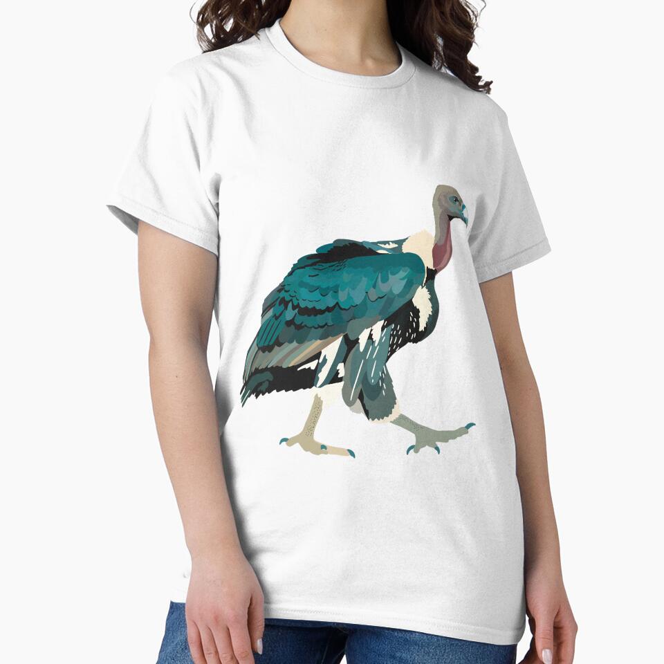 W is for White Rumped Vulture,White-Rumped Vulture Illustration – Endangered Scavenger Bird Wildlife Art by PrettylittlepastelUk