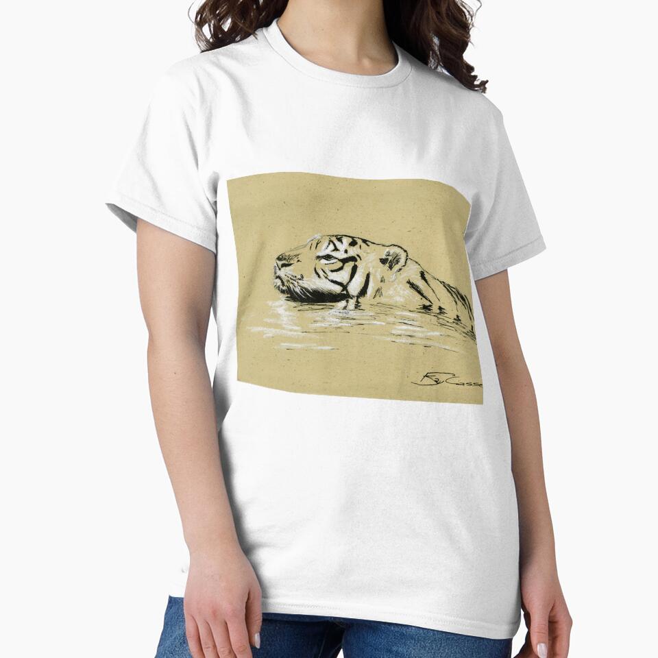 Swimming Tiger Sketch by Ray Cassel