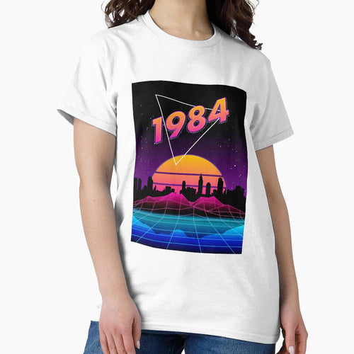 1984 – Neon Synthwave Sunset Cityscape by NiceHatHarry