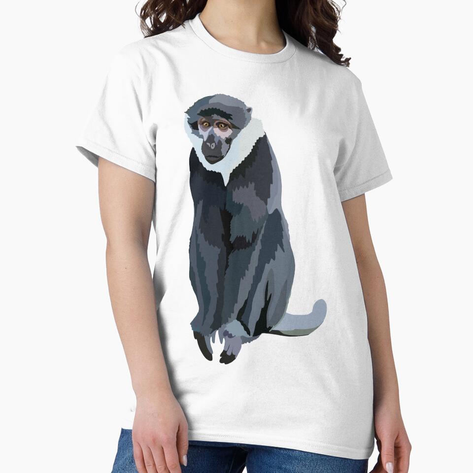 L is for Lehoest Monkey,Lehoest’s Monkey Illustration – Unique Primate Art for Wildlife and Nature Lovers by PrettylittlepastelUk