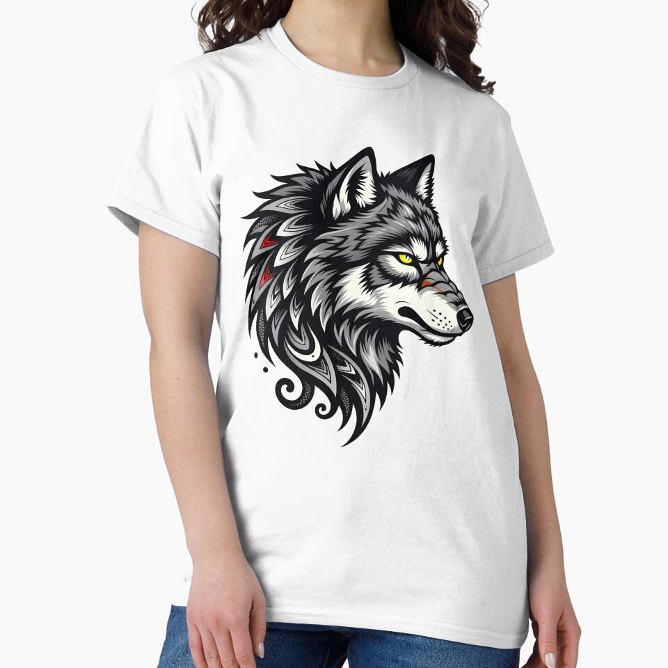 Tribal Wolf Head Artwork | Fierce Animal Spirit Design by SinghMerchUniverse