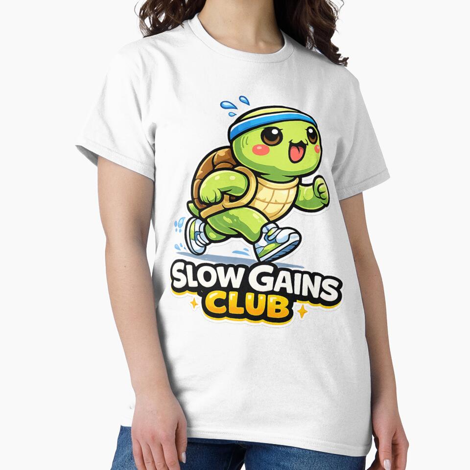 Slow Gains Club – Cute Kawaii Running Turtle Gym Sticker by les 3 cerises store