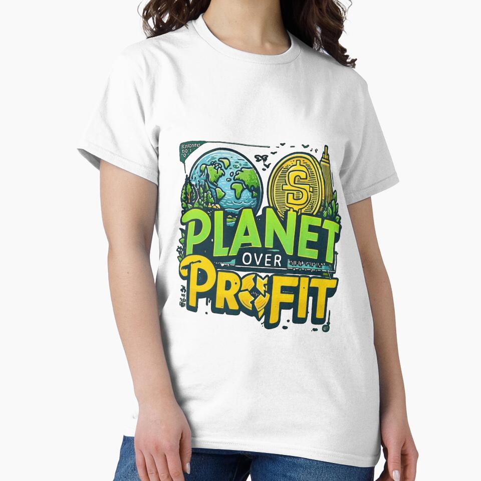 Save The Planet Shirt – Planet Over Profit Environmental Protest Slogan Tee by Mythic Tide