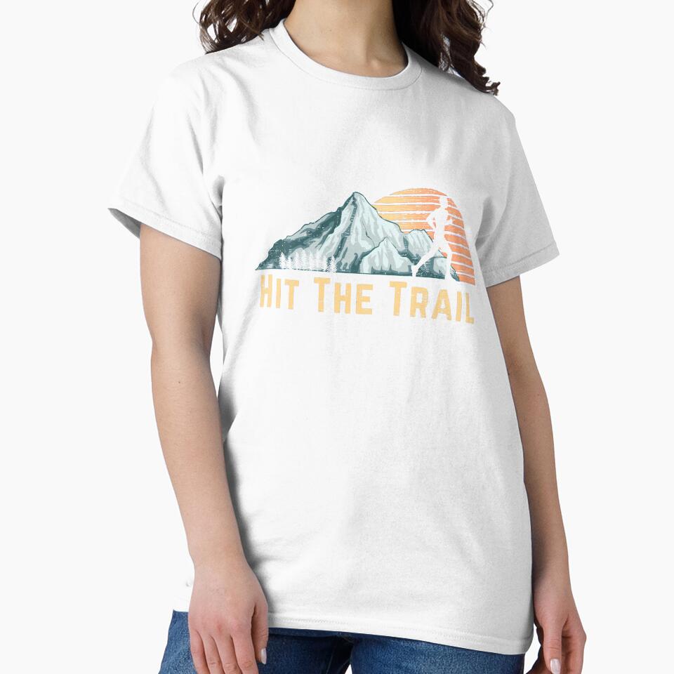 Hit The Trail Vintage Mountain Runner Retro Trail Running by 74ninetees