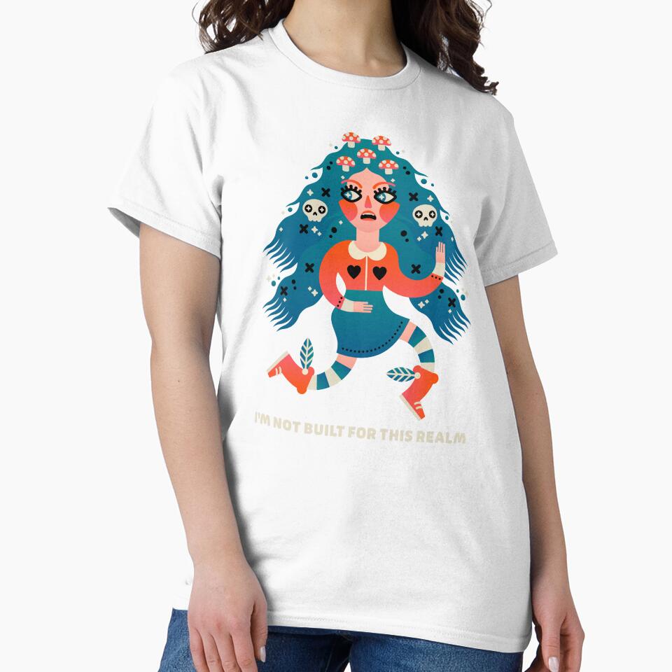 Not Built for This Realm – Surreal Weirdcore Mushroom Skull Girl by musingtreeart