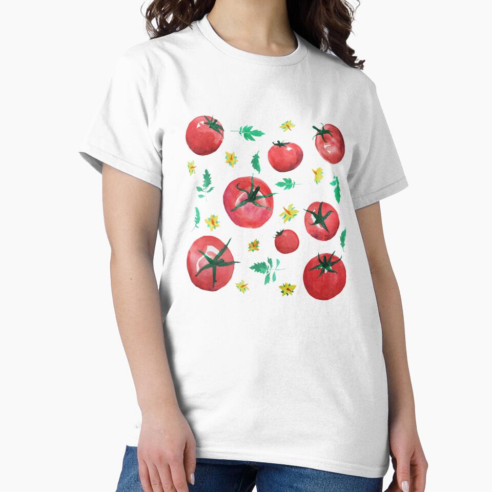 Cute Summer Watercolor Tomato Pattern Tomato Girl Aesthetic by tanjica