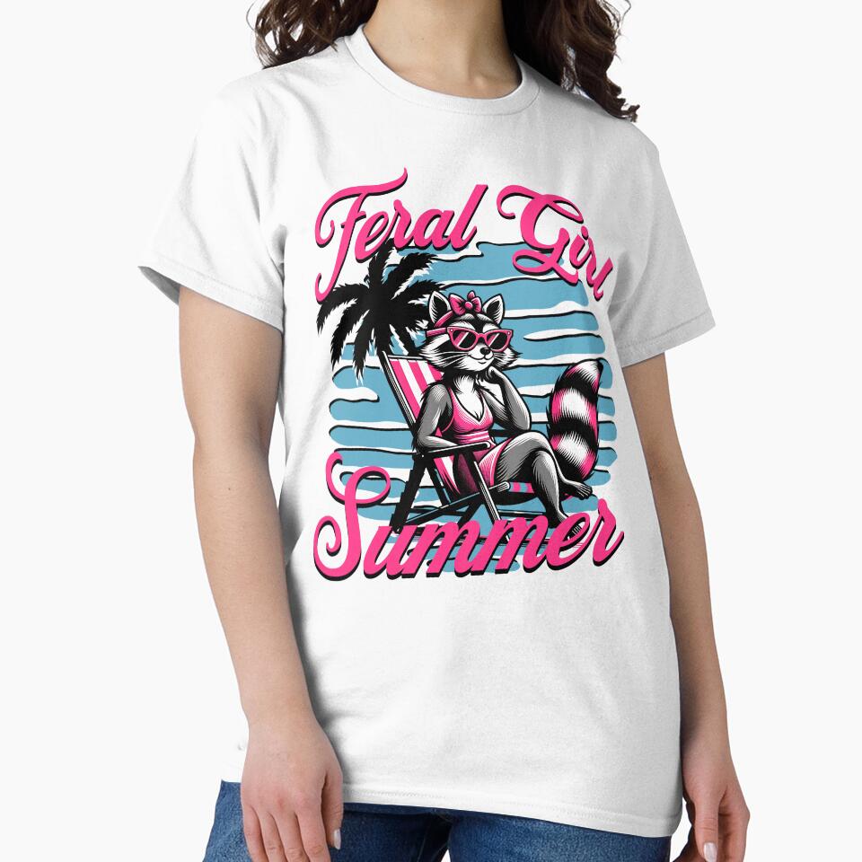Feral Girl Summer Downtown Girl Unhinged Inappropriate Racoon shirt by digifaxdesign