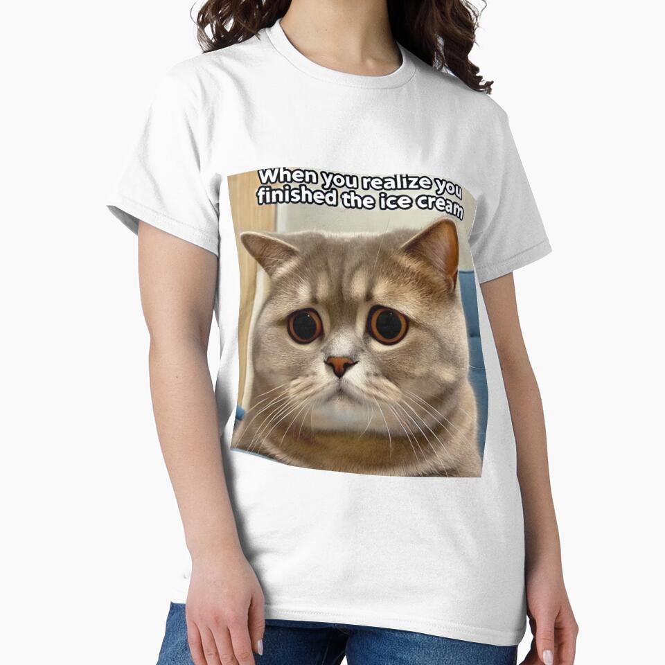 When You Realize You Finished the Ice Cream - Funny Pathetic Cat Meme by CatmemesArt