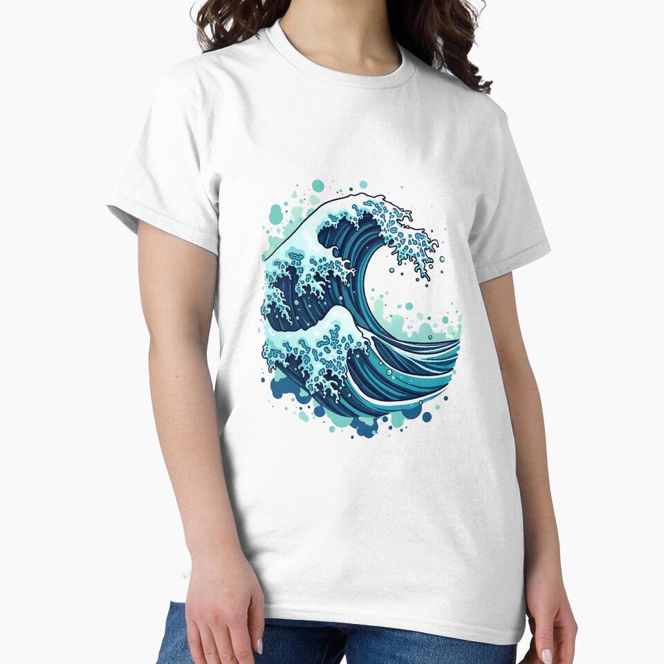 Abstract Wave Made of Recycled Plastic in Shades of Blue, Green, and White by VibeTCreations