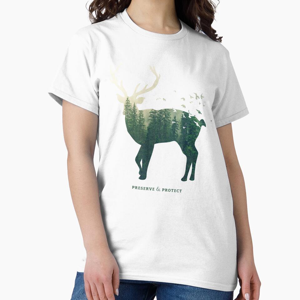 Preserve & Protect Deer Silhouette National Park Nature Double Exposure Forest Save the Environment Climate Change Wilderness Hiking Camping by lanynx design