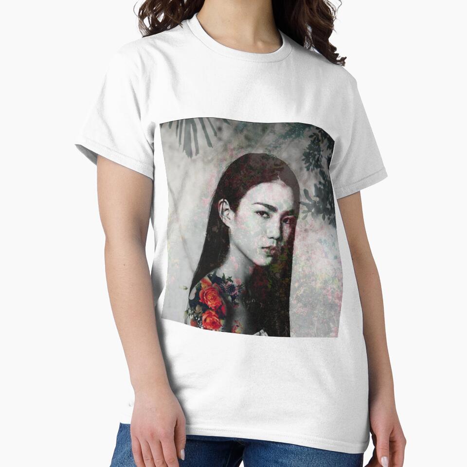 Moody Floral Woman Portrait | Dark Feminine Aesthetic Wall Art by 11-11art