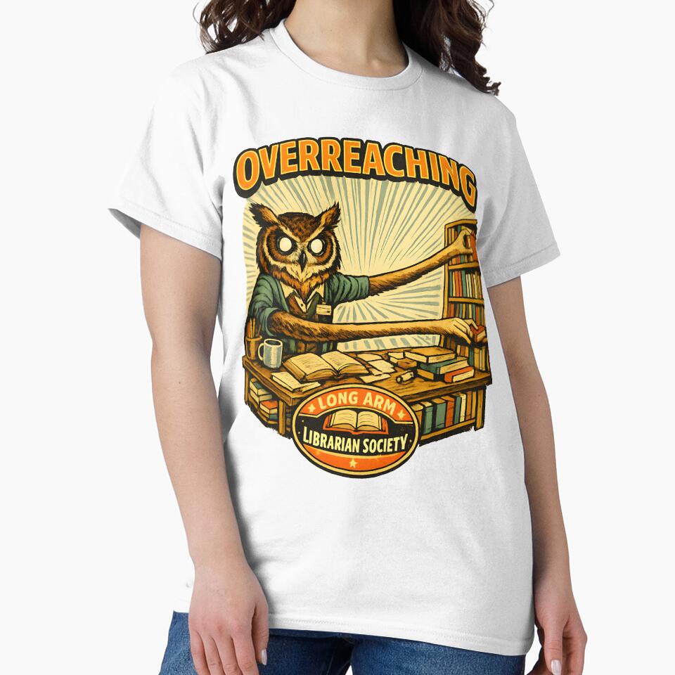 Overreaching Owl – Weirdcore Long‑Arm Librarian Illustration by Rawecz Studio