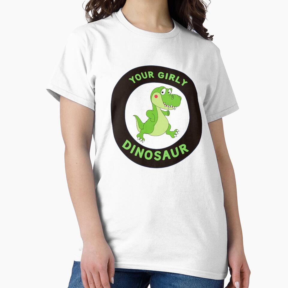 “Your Girly Dinosaur” Cartoon Dino Logo – Cute Green Dinosaur Design by Love3Happy
