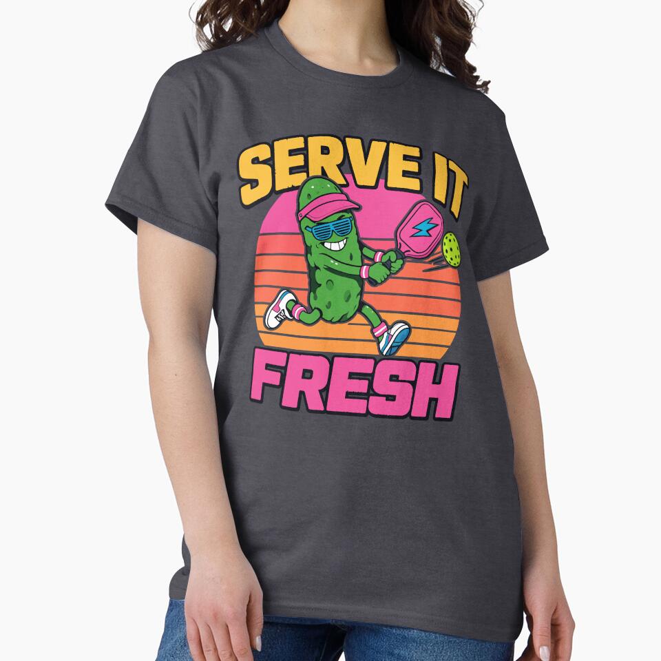 Serve It Fresh Retro Pickleball Player by DigitalGlade